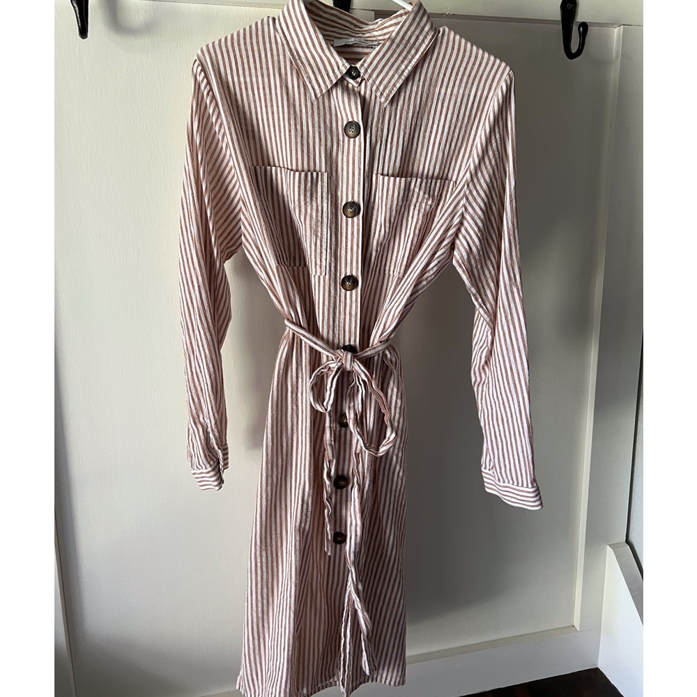 CJLA Rust Striped Shirt Dress - Picture 7 of 7